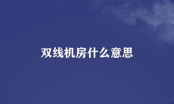 双线机房什么意思