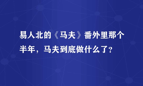 易人北的《马夫》番外里那个半年，马夫到底做什么了？