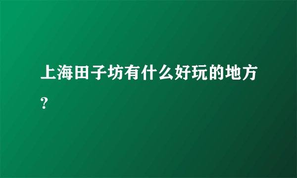 上海田子坊有什么好玩的地方？