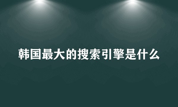 韩国最大的搜索引擎是什么