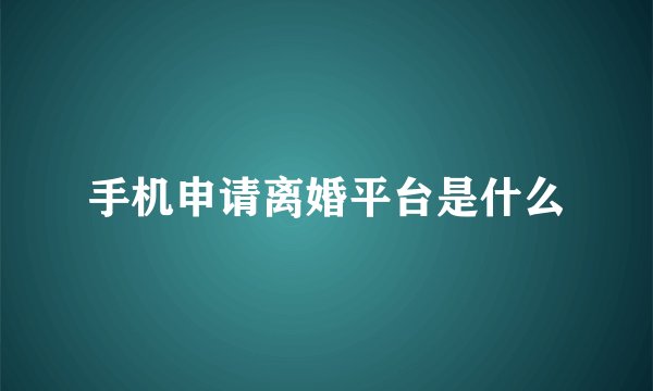 手机申请离婚平台是什么