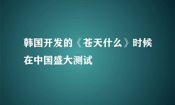 韩国开发的《苍天什么》时候在中国盛大测试