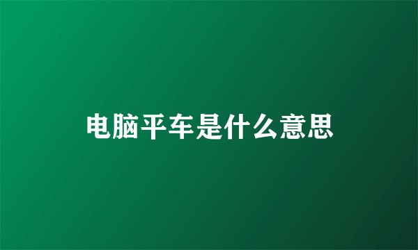 电脑平车是什么意思