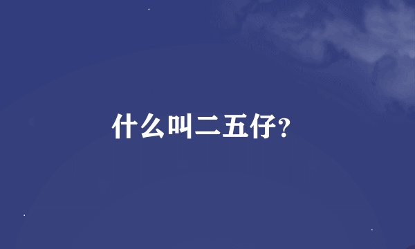 什么叫二五仔？
