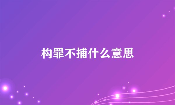 构罪不捕什么意思