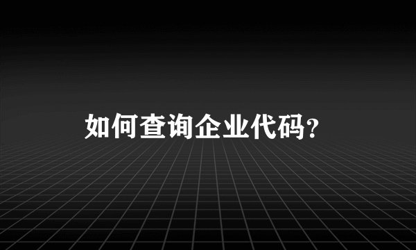 如何查询企业代码？