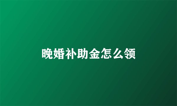 晚婚补助金怎么领