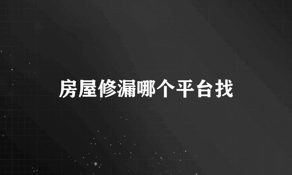 房屋修漏哪个平台找