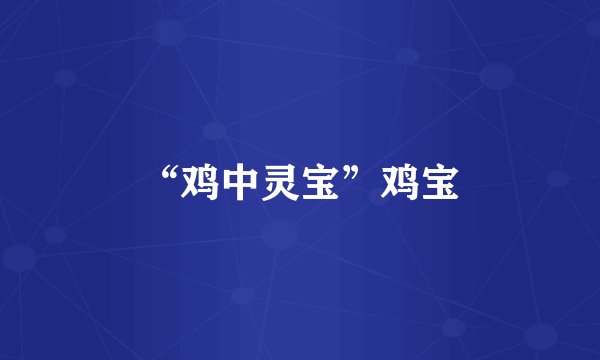 “鸡中灵宝”鸡宝