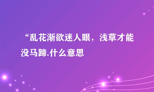 “乱花渐欲迷人眼，浅草才能没马蹄.什么意思