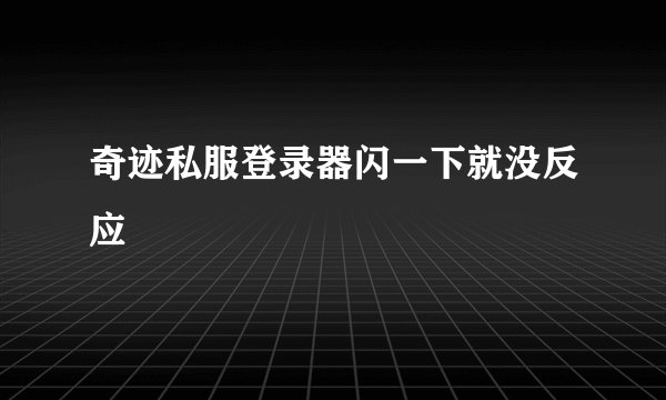 奇迹私服登录器闪一下就没反应