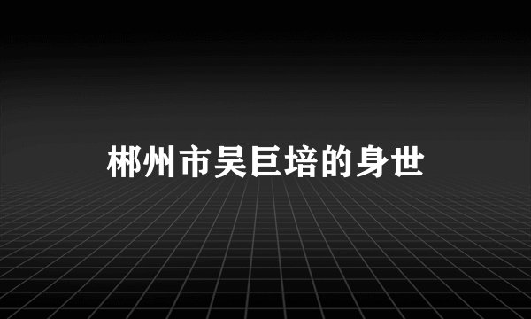 郴州市吴巨培的身世