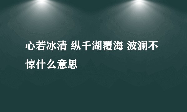 心若冰清 纵千湖覆海 波澜不惊什么意思