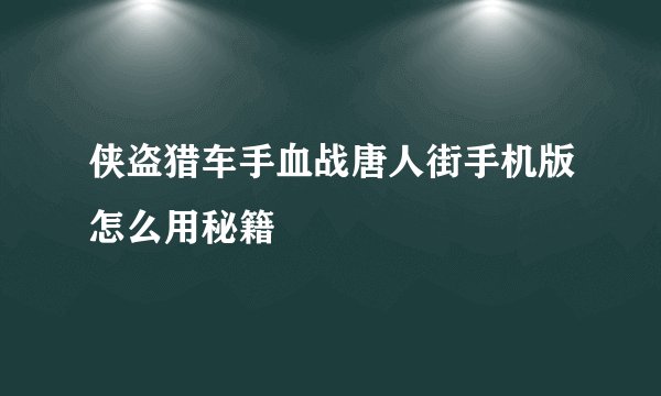 侠盗猎车手血战唐人街手机版怎么用秘籍