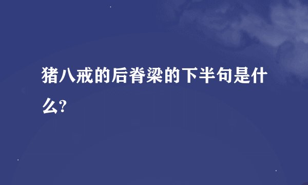 猪八戒的后脊梁的下半句是什么?