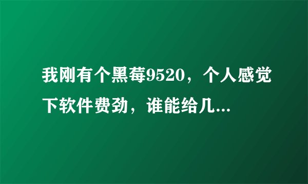 我刚有个黑莓9520，个人感觉下软件费劲，谁能给几个常用的软件，直接放卡里的能用的，还有游戏..谢了