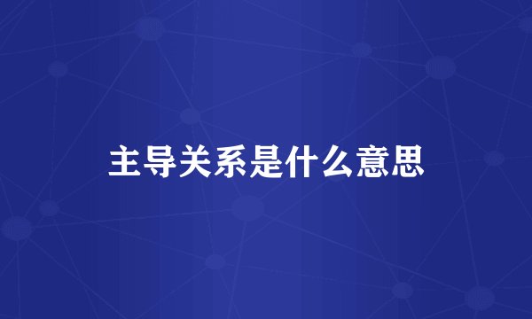 主导关系是什么意思