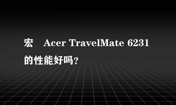 宏碁Acer TravelMate 6231的性能好吗？