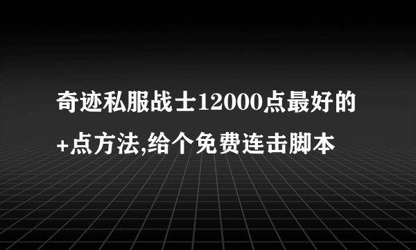 奇迹私服战士12000点最好的+点方法,给个免费连击脚本