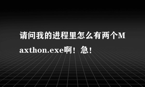 请问我的进程里怎么有两个Maxthon.exe啊！急！