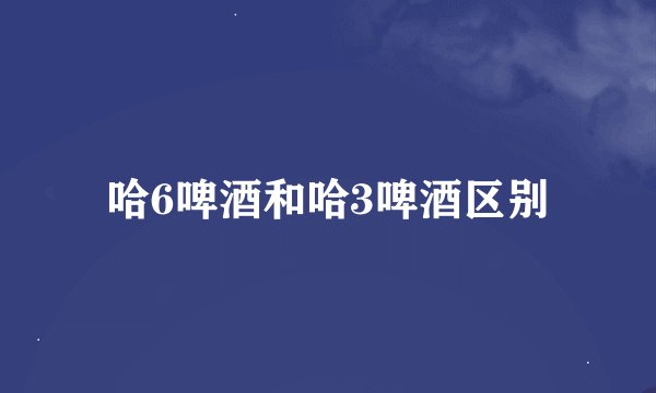 哈6啤酒和哈3啤酒区别