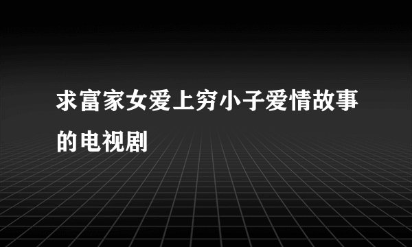 求富家女爱上穷小子爱情故事的电视剧