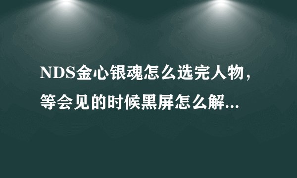 NDS金心银魂怎么选完人物，等会见的时候黑屏怎么解决，求各位大师帮忙