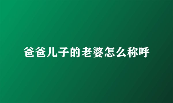 爸爸儿子的老婆怎么称呼