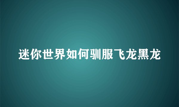迷你世界如何驯服飞龙黑龙