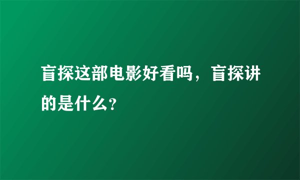 盲探这部电影好看吗，盲探讲的是什么？