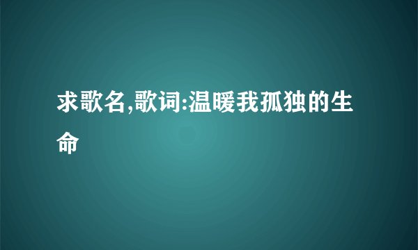 求歌名,歌词:温暖我孤独的生命