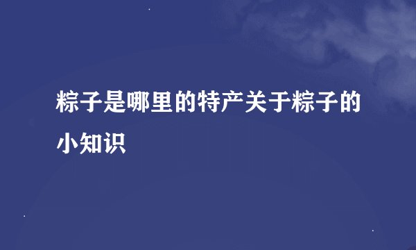 粽子是哪里的特产关于粽子的小知识