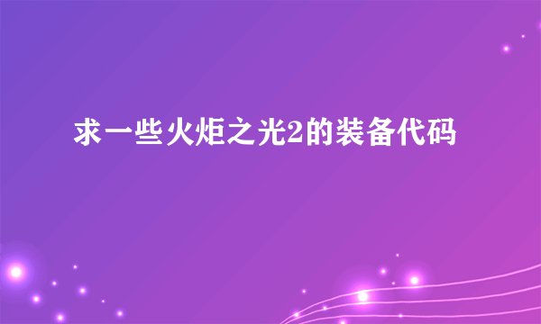 求一些火炬之光2的装备代码