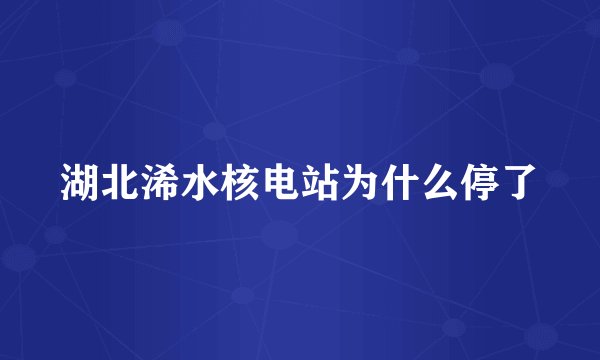 湖北浠水核电站为什么停了