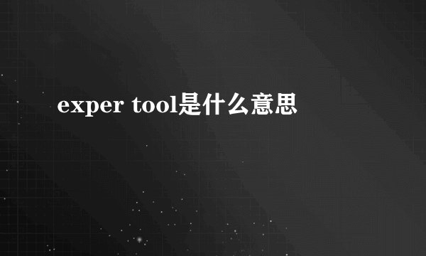 exper tool是什么意思