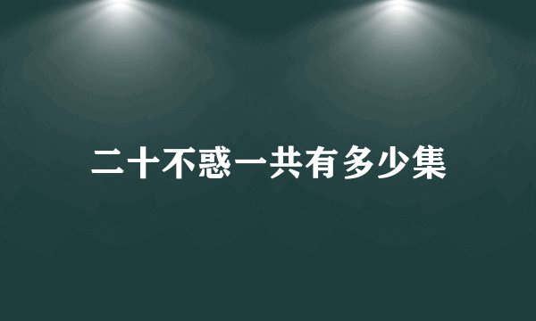 二十不惑一共有多少集