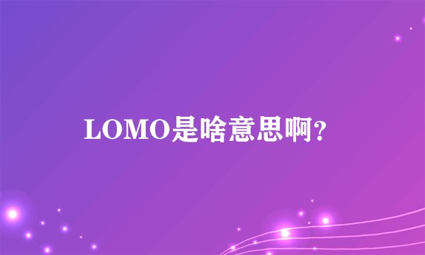 LOMO是啥意思啊？