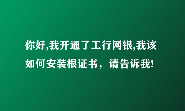 你好,我开通了工行网银,我该如何安装根证书，请告诉我!