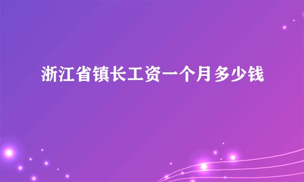 浙江省镇长工资一个月多少钱