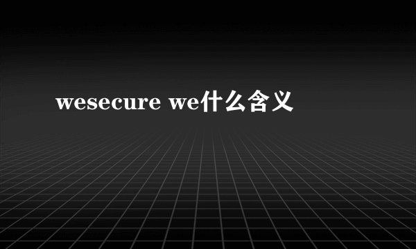 wesecure we什么含义