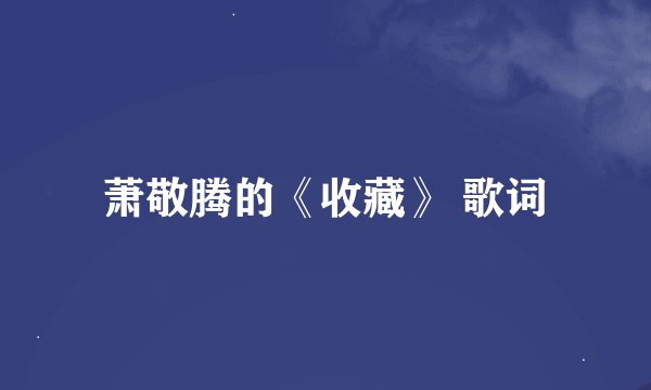 萧敬腾的《收藏》 歌词