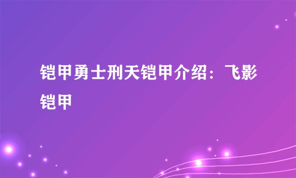 铠甲勇士刑天铠甲介绍：飞影铠甲