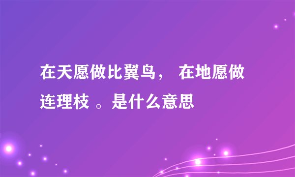 在天愿做比翼鸟， 在地愿做连理枝 。是什么意思