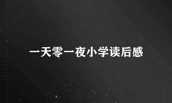 一天零一夜小学读后感