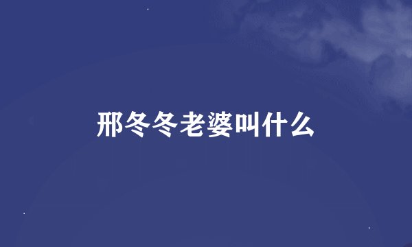邢冬冬老婆叫什么