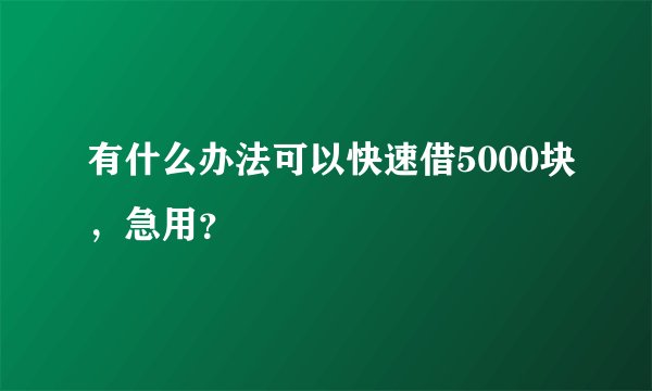 有什么办法可以快速借5000块，急用？