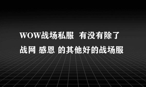 WOW战场私服  有没有除了战网 感恩 的其他好的战场服