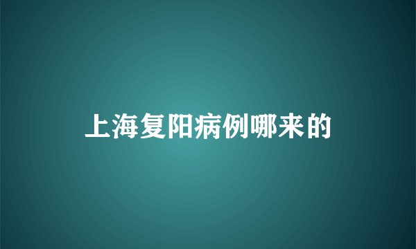 上海复阳病例哪来的