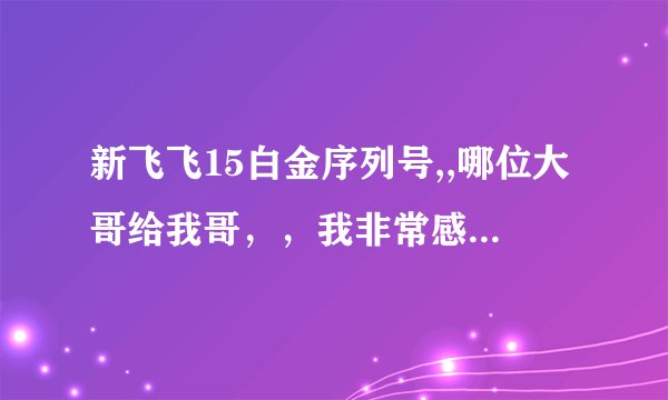 新飞飞15白金序列号,,哪位大哥给我哥，，我非常感谢~~~~~~~~~~~~~~~