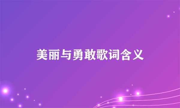 美丽与勇敢歌词含义